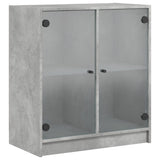 Side Cabinet with Glass Doors Concrete Grey 68x37x75.5 cm 836423