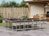 9 Piece Garden Dining Set with Cushions Light Grey Poly Rattan 3211283