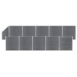 WPC Fence Set 10 Square + 1 Slanted 1830x186 cm Grey 3053242