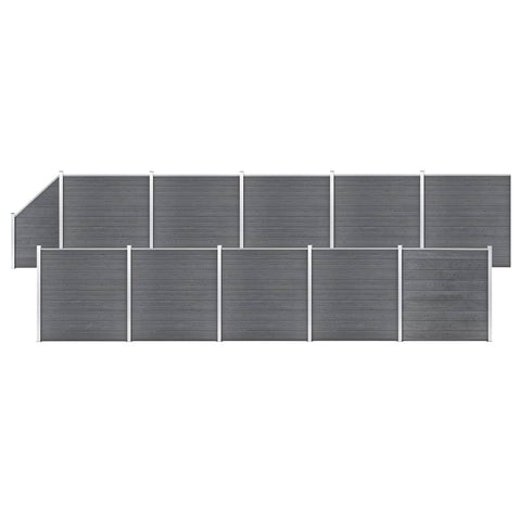 WPC Fence Set 10 Square + 1 Slanted 1830x186 cm Grey 3053242