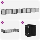 Dog Gate with Door Foldable 15 Panels Black 750 cm Poplar Wood 3155599