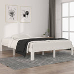 Bed Frame without Mattress White Solid Wood Pine 140x200cm 810366