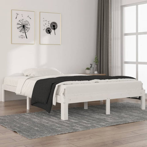 Bed Frame without Mattress White Solid Wood Pine 140x200cm 810366