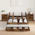 Storage Bed Frame with Drawer Smoked Oak 236.5 x 120 x 31.5 cm 3335633