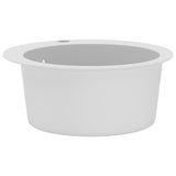 ZNTS Granite Kitchen Sink Single Basin Round White 144865