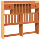 ZNTS Bookcase Bed without Mattress Wax Brown 150x200 cm King Size Solid Wood Pine 3322191