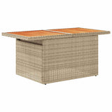 ZNTS 9 Piece Garden Sofa Set with Cushions Beige Poly Rattan Acacia 3327635