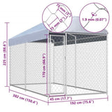 Outdoor Dog Kennel with Canopy Top 382x192x225 cm 145024