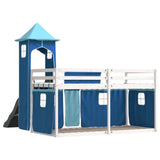 Bunk Bed without Mattress with Slide and Curtains Blue 80x200 cm 3284201