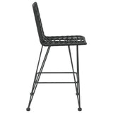 Bar Stool Set of 2 Black PE Rattan and Steel Regular Footrest 319431