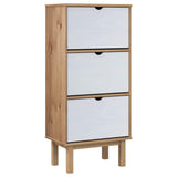 Shoe Cabinet OTTA with 3 Drawers Brown&White Solid Wood Pine 351311