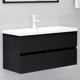 Sink Cabinet with Built-in Basin Black Engineered Wood 3071649