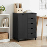 Rolling Cabinet Grey 63.5 x 39 x 79 cm Solid Pine Wood 42028362