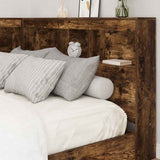 Storage Headboard with Shelf Smoked Oak 207.5 x 137.5 x 76.5 cm 3335537