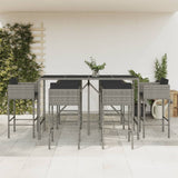 7 Piece Garden Bar Set with Cushions Grey Poly Rattan 3203935