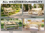 Fir Wood 2-Seater Outdoor Garden Wagon Wheel Bench, Natural Wood Finish T3398P554164