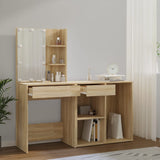 LED Dressing Table with Cabinet Sonoma Oak Engineered Wood 3082020