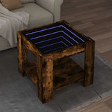 Coffee Table with LED Smoked Oak 53x53x45 cm Engineered Wood 847543