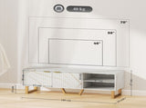 Marble Effect TV Unit, TV Stand Cabinet for up to 70" TVs, Modern TV Cabinet with Shelves and T3398P344666