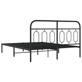 Metal Bed Frame without Mattress with Headboard Black 135x190cm 377116