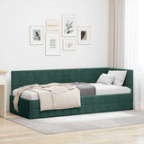 Corner Bed Frame Dark Green 80 cm x 200 cm Velvet 42016370