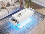 High-gloss Coffee Table with 2 drawers, LED lights, Modern Centre Table, Sofa Side Table, Tea Table N605P374205W