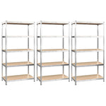 5-Layer Shelves 3 pcs Silver Steel&Engineered Wood 3154210
