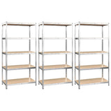 5-Layer Shelves 3 pcs Silver Steel&Engineered Wood 3154210