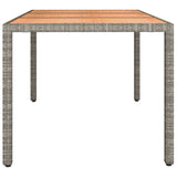 Garden Table with Wooden Top Grey Poly Rattan&Solid Wood Acacia 319552