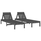 Sun Lounger Set of 2 Grey Solid Pine Wood Large 825070