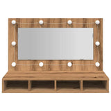 Mirror Cabinet with LED Artisan Oak 90x31.5x62 cm 857006