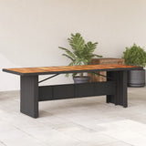 Garden Table with Acacia Wood Top Black 240x90x75 cm Poly Rattan 365595
