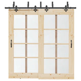 Sliding Door Hardware Kit 213,5 cm Steel Black 3295736