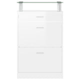Shoe Cabinet High Gloss White 63x24x104 cm Engineered Wood 342566
