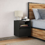 ZNTS Wall-mounted Bedside Cabinet with LED Lights Black 3307977