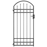 Fence Gate ASSEN with Arched Top Steel 89x200 cm Black 145750
