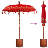 Balinese Parasol with Base 260 190 x 190 x 295 cm Red and Brown 3433024
