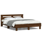Bed Frame Brown Oak Engineered Wood Double Bed Frame 3207552