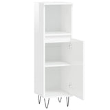 Bathroom Cabinet High Gloss White 30x30x100 cm Engineered Wood 831558