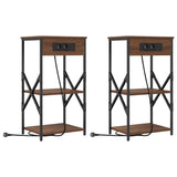 Bedside Cabinet 2 pcs Brown Oak 41 x 31 x 76 cm Engineered Wood 859534