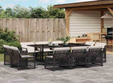 11 Piece Garden Dining Set with Cushions Black Poly Rattan 3210846
