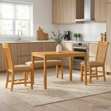 Dining Set 4 pcs Beige Solid Oak Wood 3430303
