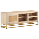 TV Cabinet 110x30x40 cm Solid Wood Mango and Iron 372022