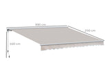 3.5Lx2.5M Retractable Manual/Electric Awning-Cream White/White T3398P320079