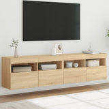 TV Wall Cabinets with LED Lights 2 pcs Sonoma Oak 80x30x40 cm 837202