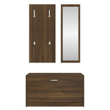 3-in-1 Shoe Cabinet Set Brown Oak Engineered Wood 342576
