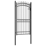 ZNTS Fence Gate with Spikes Steel 100x200 cm Black 146382