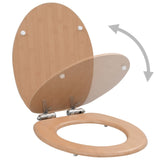 WC Toilet Seat with Soft Close Lid MDF Bamboo Design 143926