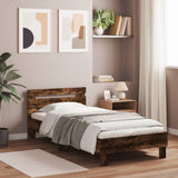 Bed Frame without Mattress with LED Lights Smoked Oak 75x190 cm 838754