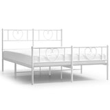 Metal Bed Frame without Mattress with Footboard White 135x190cm 355529